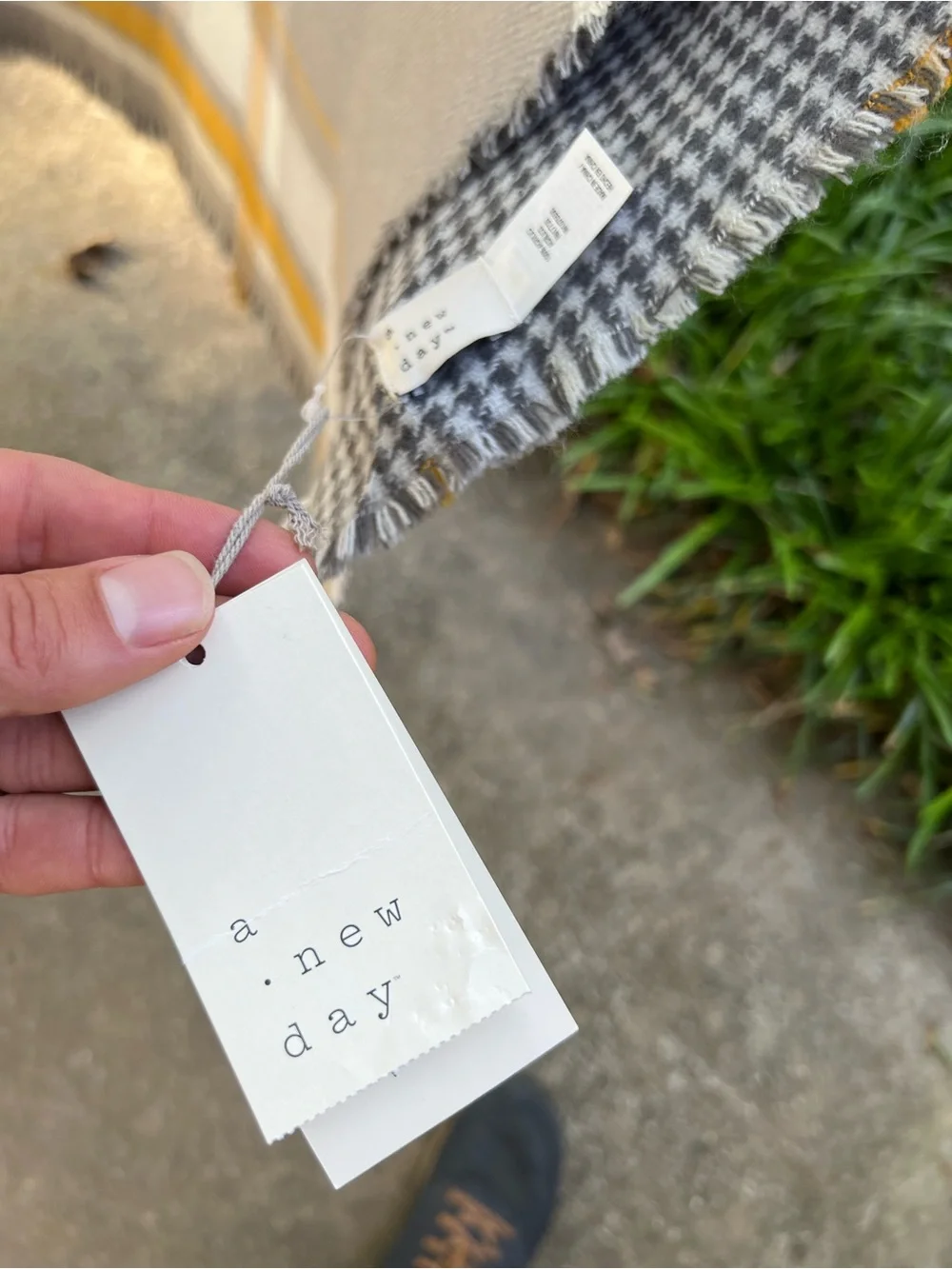 Plaid Throw Blanket in Gray, Cream & Gold